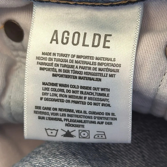 Agolde sz 27 button fly jeans Riley style 11.5” rise 25” inseam great pre owned - Picture 6 of 9